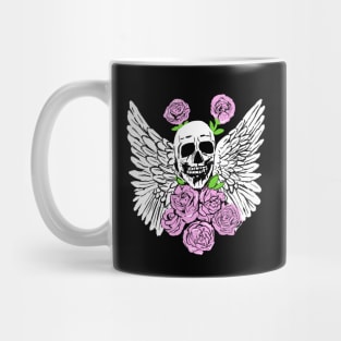 Skull, Wings & Roses, Grunge Rocker Art Mug